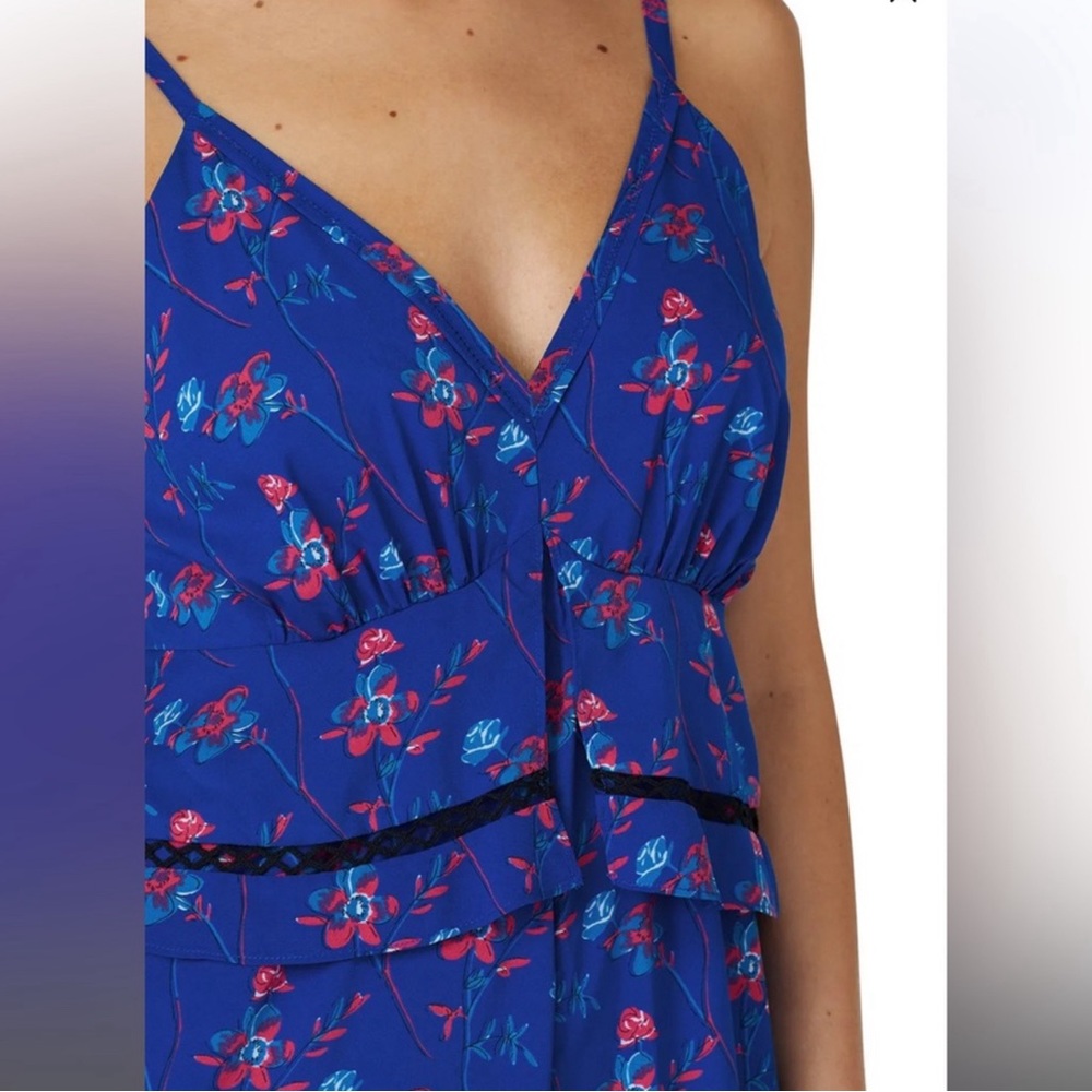 Thankoon Collective Wide Leg Blue Floral Jumpsuit- Size 10 - Picture 4 of 5